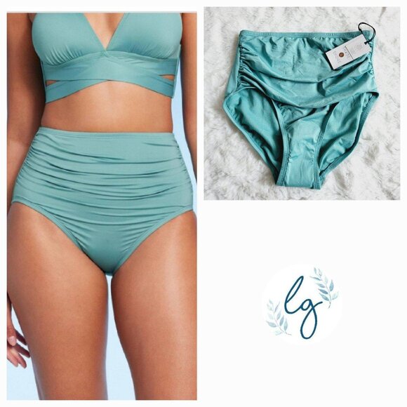 Shade & Shore Other - Shade & Shore Women's Shirred High Waist Bikini Bottom BT7-CK